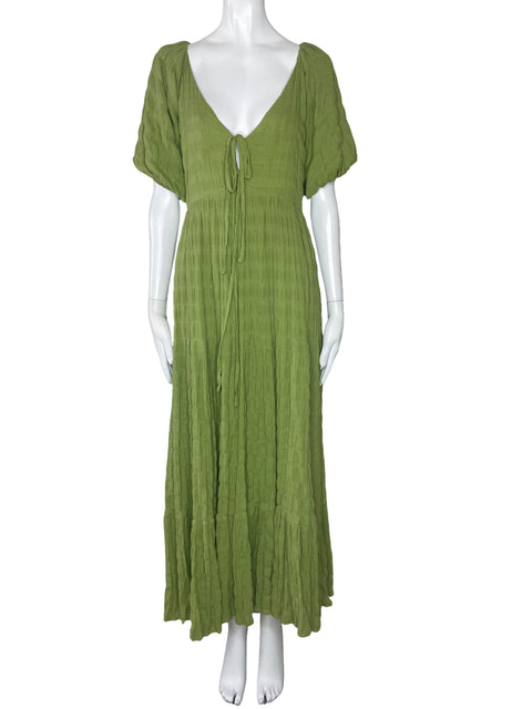 Vestido Girl And The Sun Mangas Verde-Talla XS