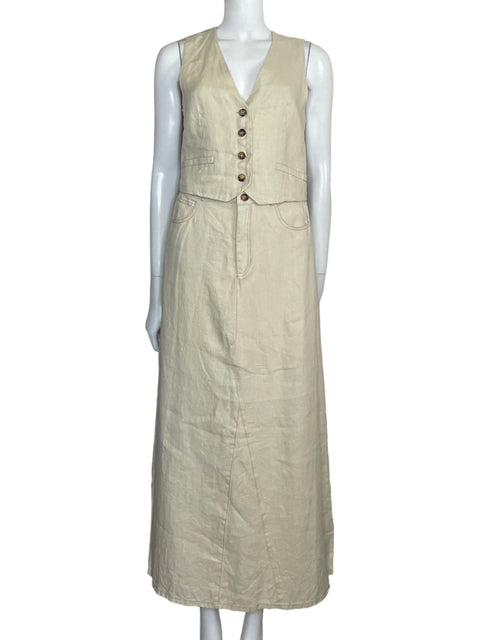 Set Miss Love Vest+Falda Beige-Talla S