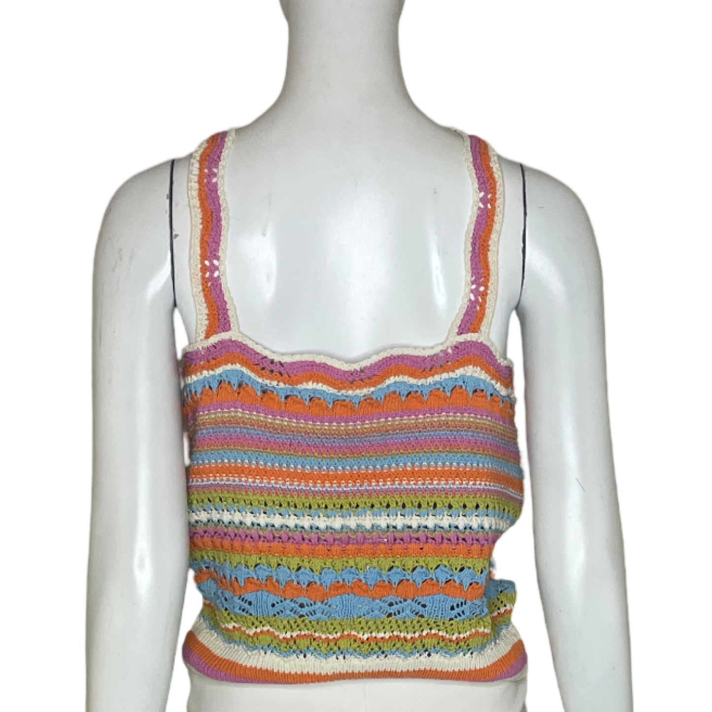 Top ZARA Crochet Halter Rayas Multicolor Beige - Talla L