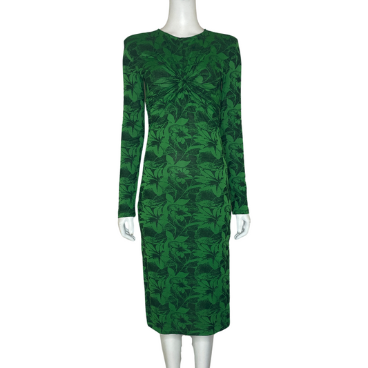 Vestido ZARA Drapeado Floral Verde - Talla S