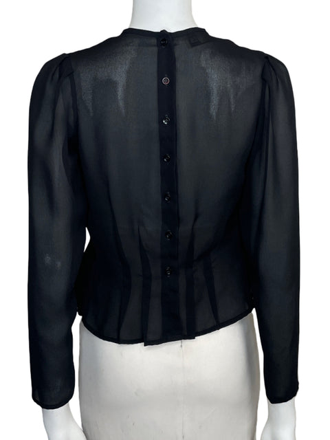 Blusa Notches Plisada Negro-Talla S