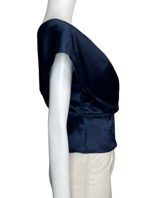 Top Ark & Co One Shoulder Satinado Azul-Talla M
