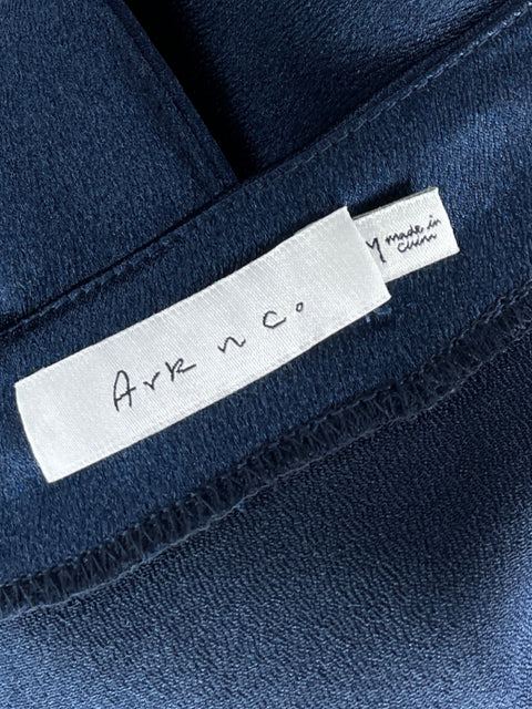 Top Ark & Co One Shoulder Satinado Azul-Talla M