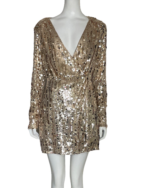 Vestido Tesoro TPS Lentejuela Cross Body 
Dorado-Talla S