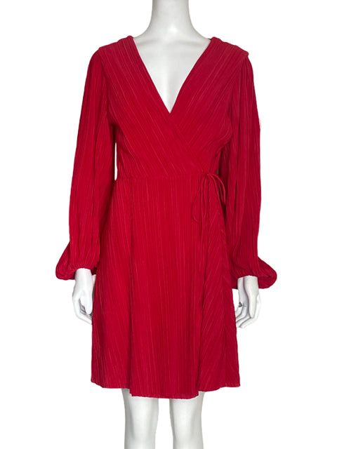 Vestido Tesoro TPS Plisado Cross Body Rojo-Talla S
