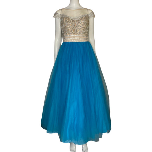 Vestido Layla K Pedrerias Tull Azul-Talla 8