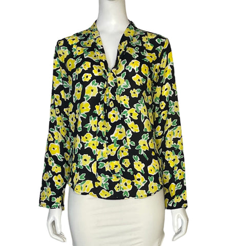 Blusa Ann Taylor Floral Negro-Talla XS