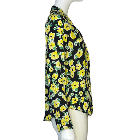 Blusa Ann Taylor Floral Negro-Talla XS