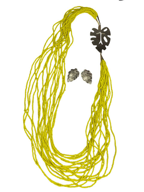 Set Monik Joyas Múltiples Hebras Cuentas Amarillo-Talla U