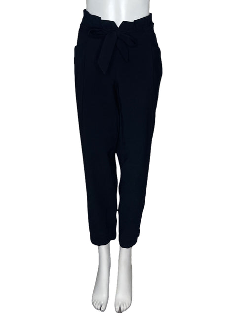 Pantalón Zara Fruncido Cinturon Negro-Talla L