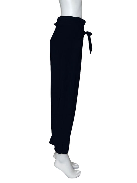 Pantalón Zara Fruncido Cinturon Negro-Talla L