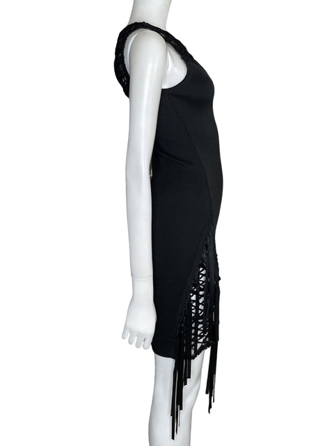 Vestido Gold Label Flecos Negro-Talla M