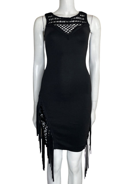 Vestido Gold Label Flecos Negro-Talla M