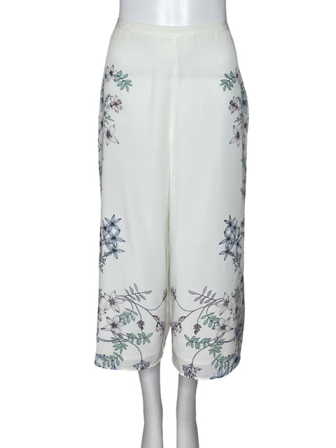 Pantalón Vince Camuto Fluido Flores Blanco-Talla 8