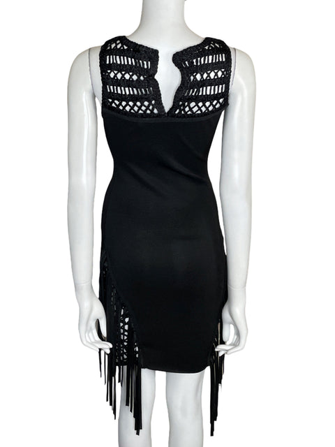 Vestido Gold Label Flecos Negro-Talla M