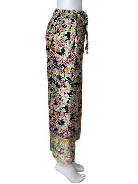 Pantalón Tesoro TPS Flores Fruncido Negro-Talla S