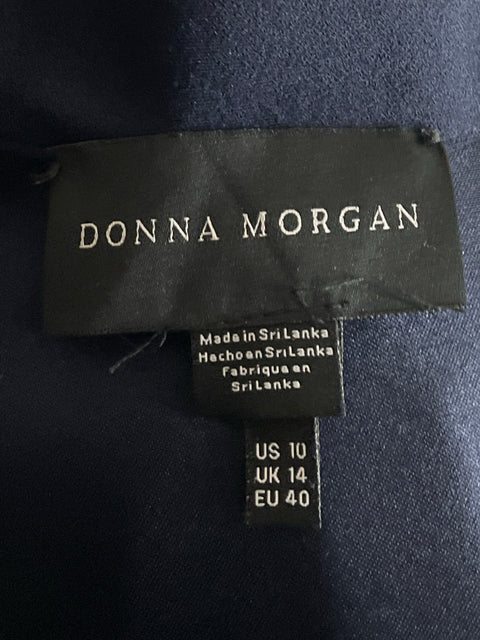 Vestido Donna Morgan Midi Cuello Alto Azul-Talla 10