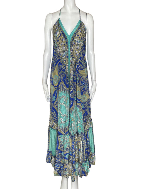 Vestido Tesoro TPS Halter Estampadop Azul-Talla U