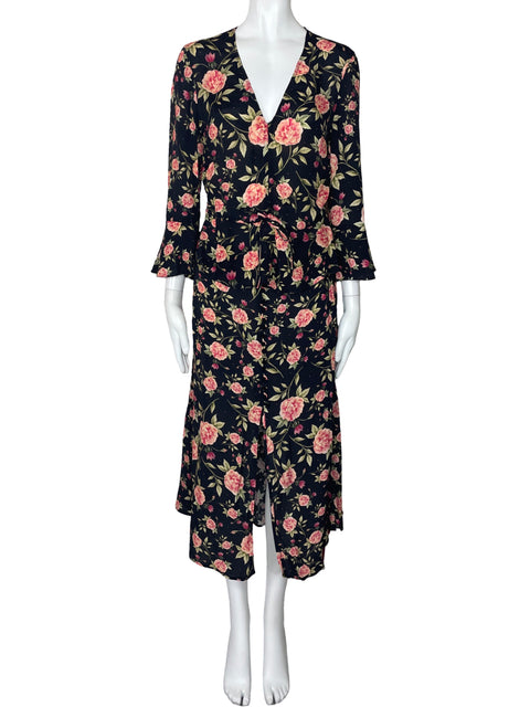 Set Zara Rosas Cuello V Negro-Talla M