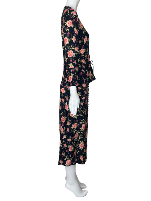 Set Zara Rosas Cuello V Negro-Talla M