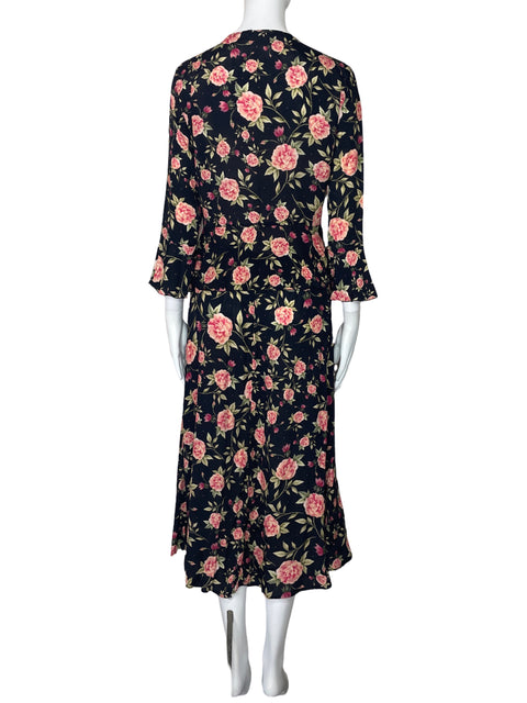 Set Zara Rosas Cuello V Negro-Talla M