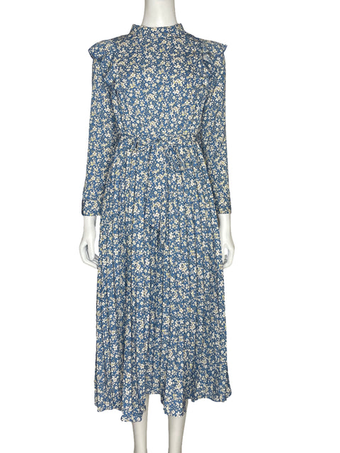 Vestido Miss Kelly Mangas Larga Floral Azul - Talla M