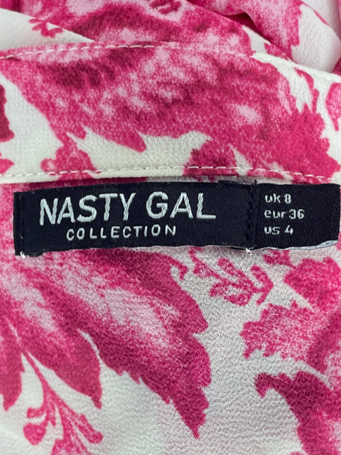 Vestido Nasty Gal Estampado Botones Blanco-Talla 4