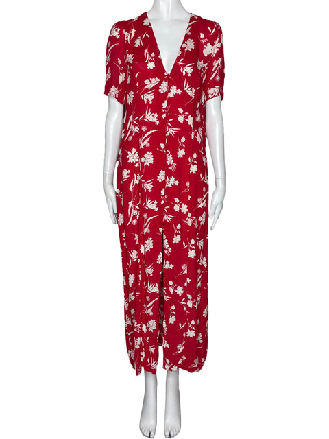 Vestido Zara Estampado Camisero Rojo-Talla L