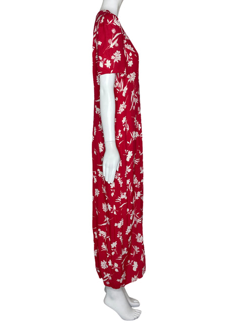 Vestido Zara Estampado Camisero Rojo-Talla L