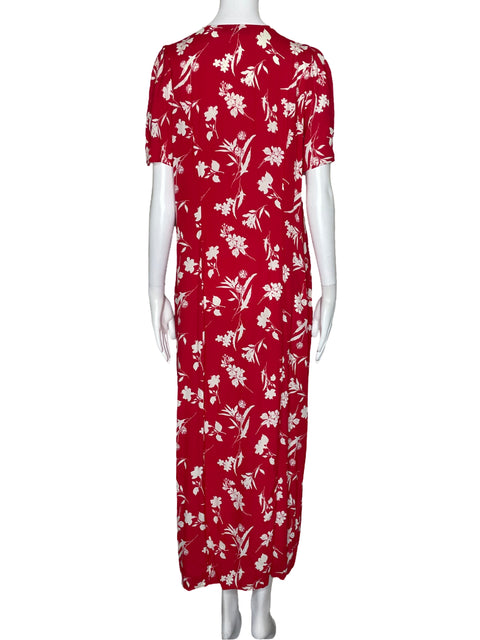Vestido Zara Estampado Camisero Rojo-Talla L