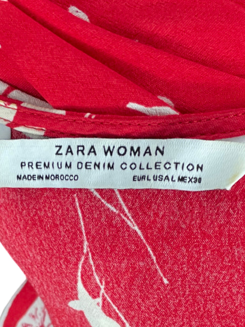 Vestido Zara Estampado Camisero Rojo-Talla L