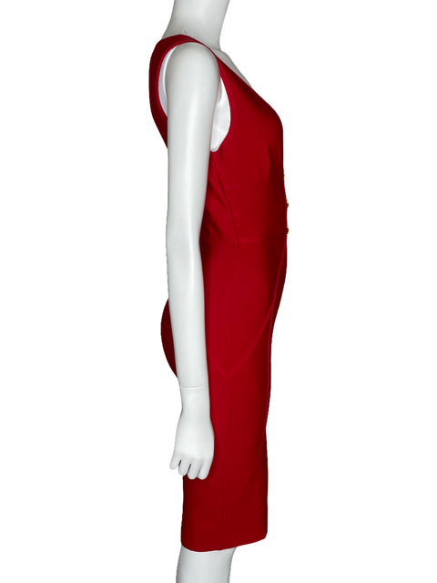 Vestido FashionNova Escote Pronunciado Rojo-Talla S