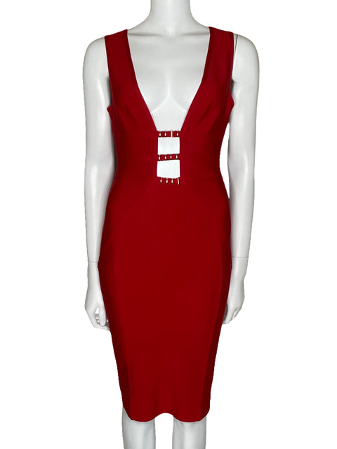 Vestido FashionNova Escote Pronunciado Rojo-Talla S