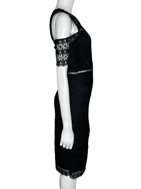 Vestido Just Me Midi Encaje Negro-Talla S