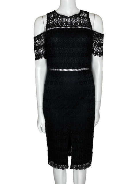 Vestido Just Me Midi Encaje Negro-Talla S