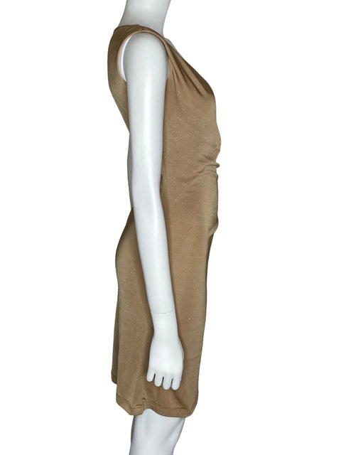 Vestido Ronni Nicole Drapeado Brillante Dorado-Talla 6