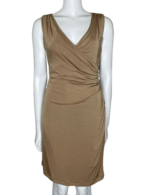 Vestido Ronni Nicole Drapeado Brillante Dorado-Talla 6
