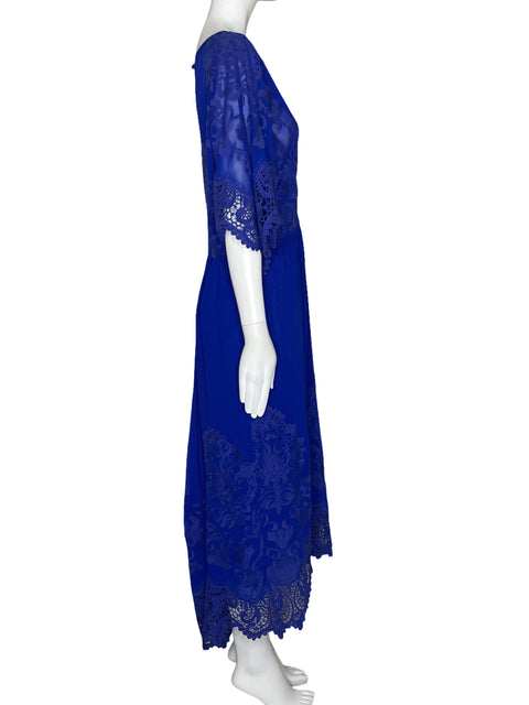 Vestido White Sand Bordado Azul-Talla M