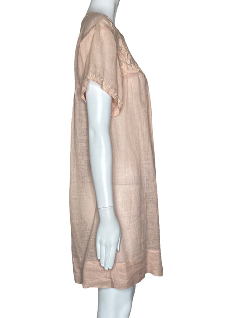 Vestido Zara Bordado Mini Rosado-Talla S