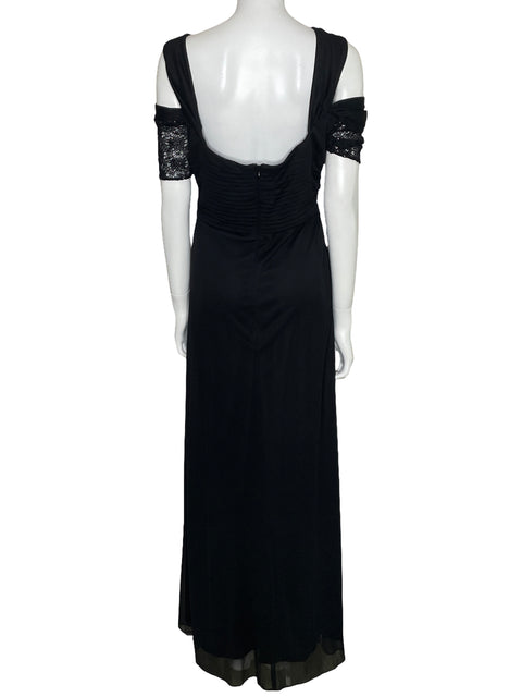 Vestido Alex Evenings Maxi Plisado Negro-Talla 18