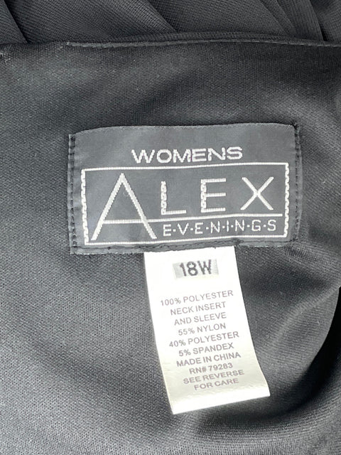 Vestido Alex Evenings Maxi Plisado Negro-Talla 18