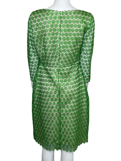 Vestido Leandro De La Cruz Encaje Verde-Talla 46