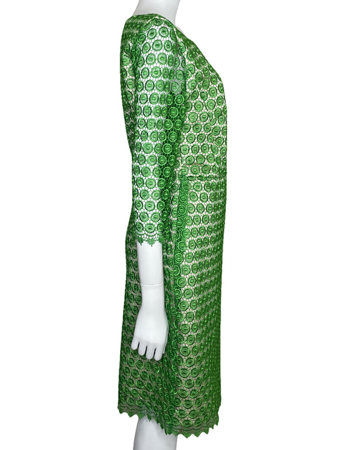 Vestido Leandro De La Cruz Encaje Verde-Talla 46