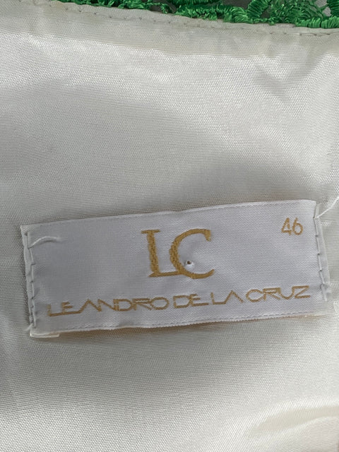 Vestido Leandro De La Cruz Encaje Verde-Talla 46