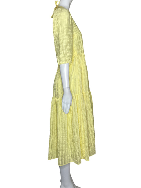 Vestido Monki Rayas Mangas Amarillo-Talla 40