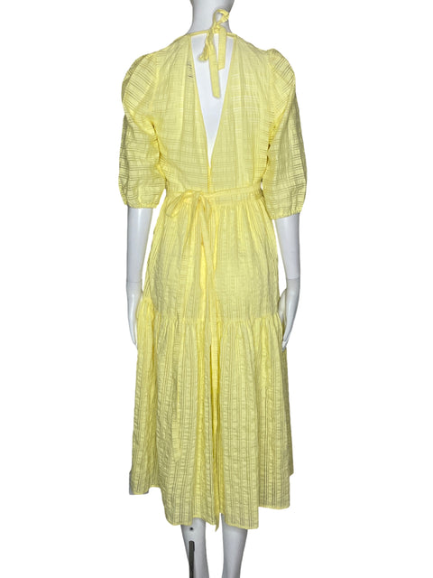 Vestido Monki Rayas Mangas Amarillo-Talla 40