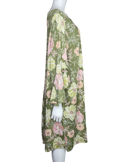 Vestido Ruby Rd. Floral Media Manga Verde-Talla 3X