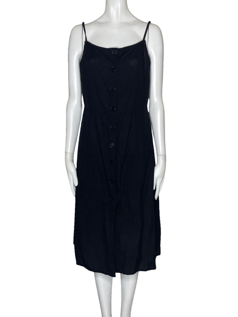 Vestido Asos Tiras Botones Negro-Talla 10