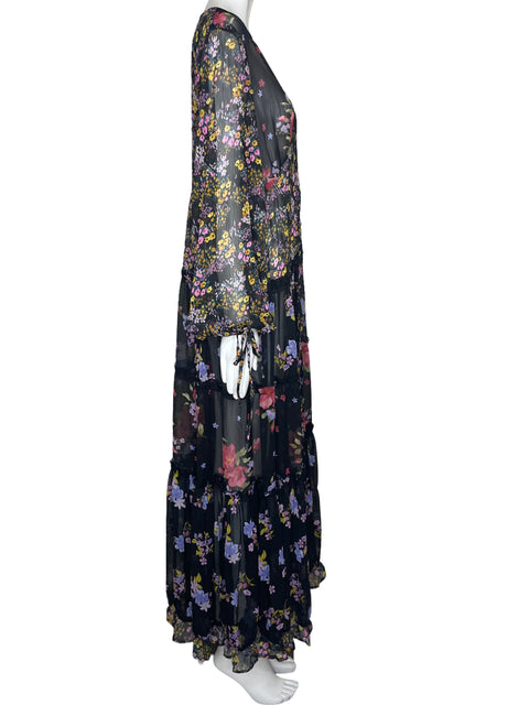 Vestido Asos Flores Camisero Negro-Talla 8