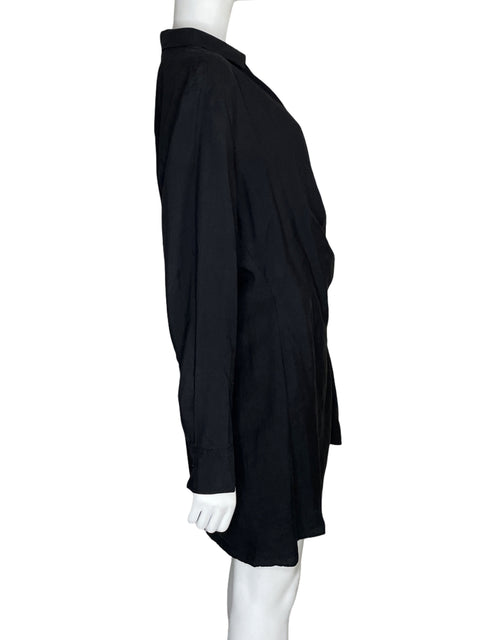 Vestido Zara Long Sleeve Drapeado Negro-Talla XL